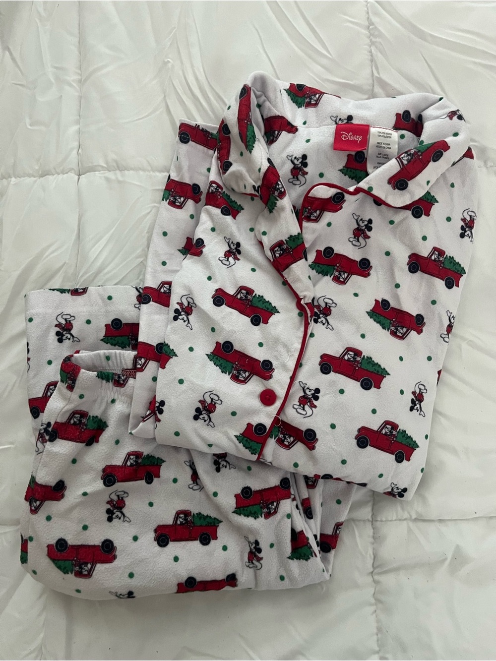 Disney women’s Red & White Holiday Truck Mickey Pajama Set